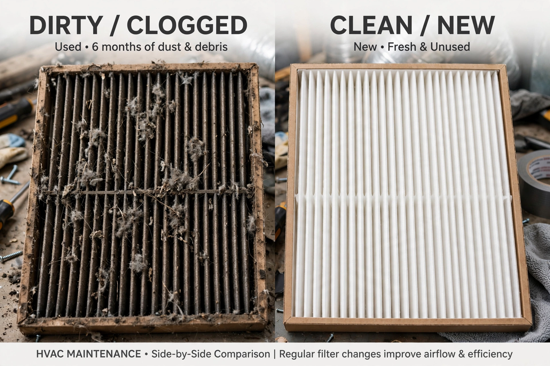 Dirty vs clean filter for furnace service in Leesburg VA