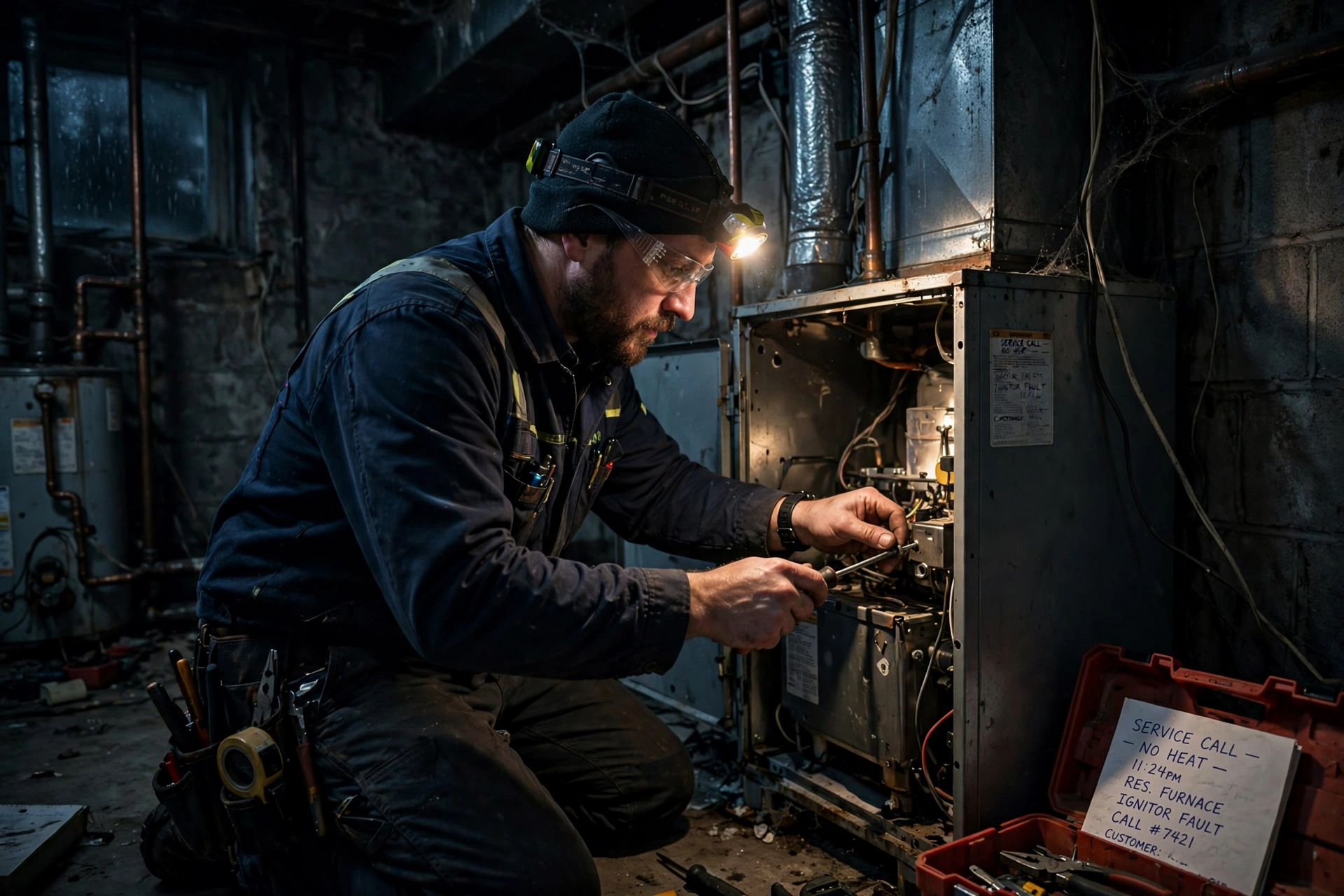 Furnace night service call for furnace service in Leesburg VA